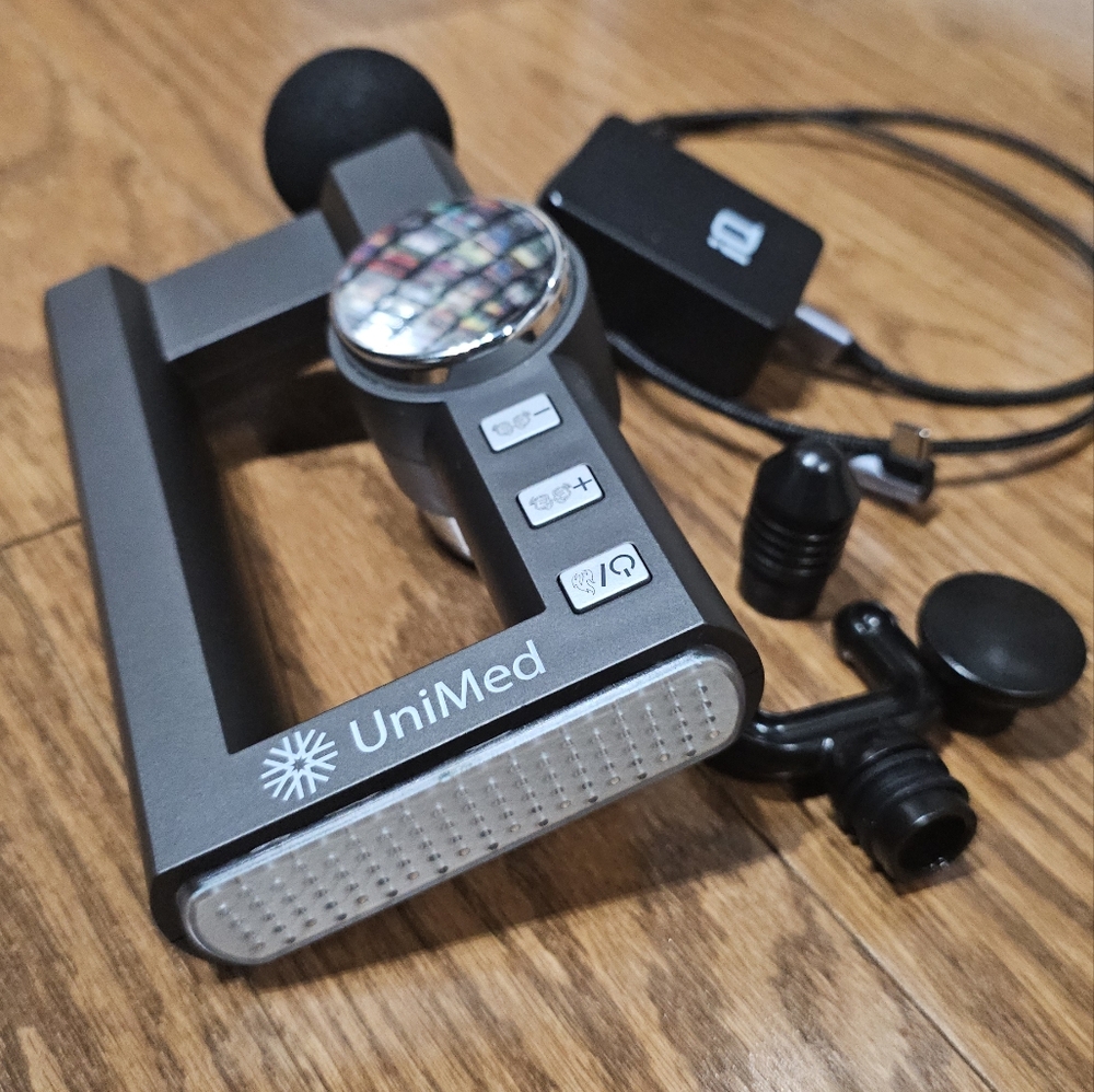 UniMed Professional Grade Massager Gun Rechargeable 4 Different Massager Tips